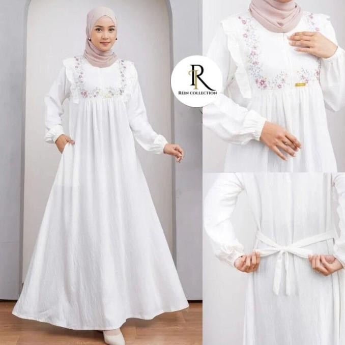 Baju gamis wanita terbaru/busana muslim gamis putih 10 variasi warna  TA