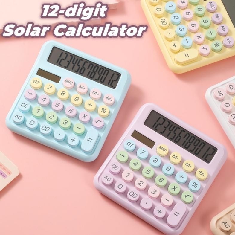 

YBW-2429 Baterai GratisKalkulator Tenaga Surya Layar Besar 12 Digit Tampilan HD Kalkulator Daya Ganda Tombol Titik Gaya Permen Antik untuk Alat Tulis Kantor Sekolah Lucu Original