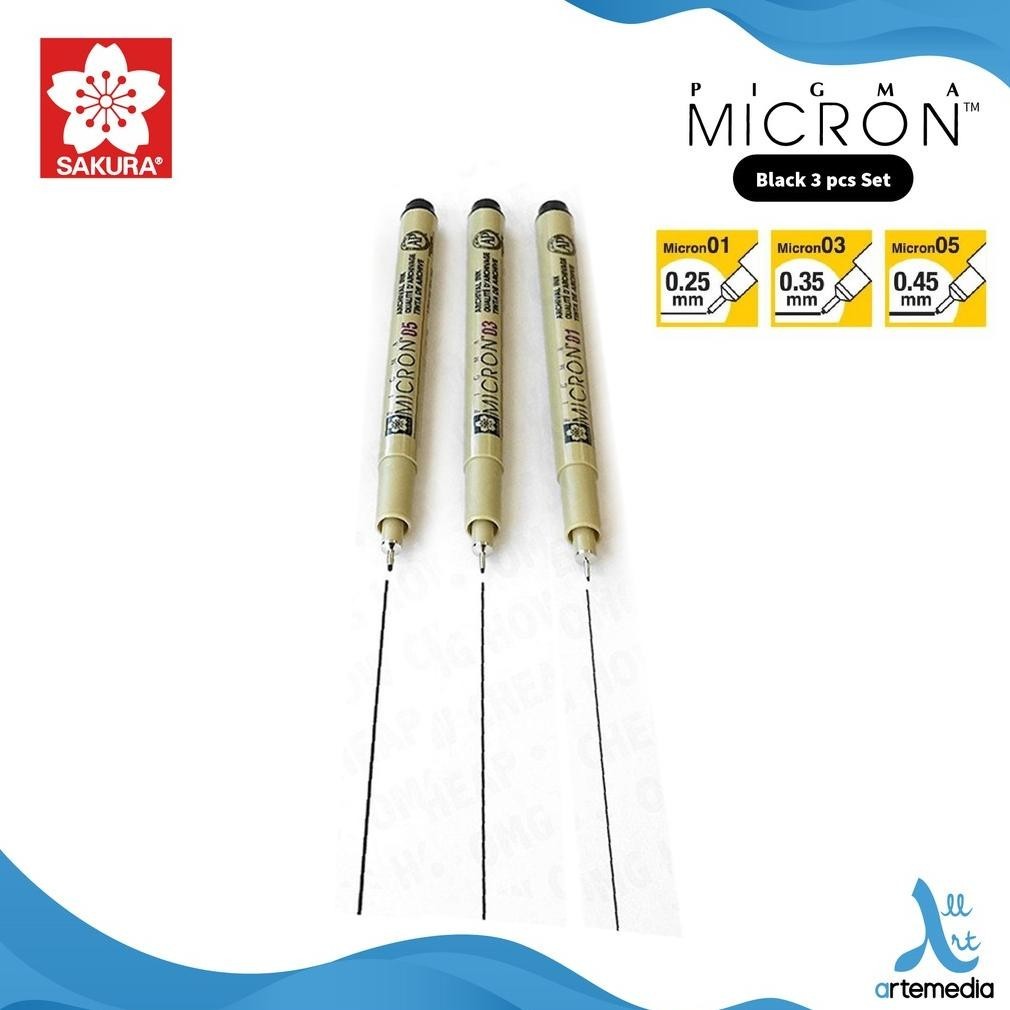 

eq-77 Sakura Pigma Micron Drawing Pen Set 3 Pigment Ink Original