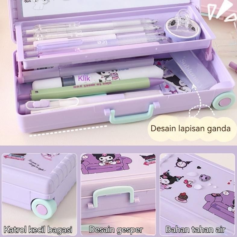 

GA24 Sanrio Kotak Pensil Password Multifungsi Kotak Pensil troli Lapis Ganda Berkapasitas Besar Lucu kuromi Termasuk Rautan Pensil kotak alat tulis Hemat