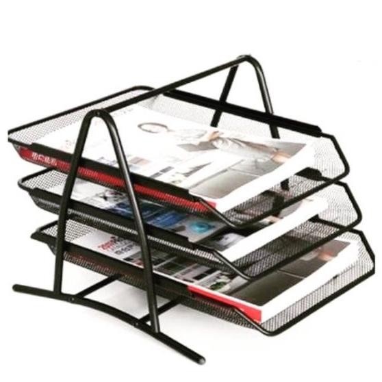 

ter-98 RAK DOKUMEN KERTAS BESI LOGAM 3 SUSUN / ELEVATED TRAY 3 TINGKAT Hemat