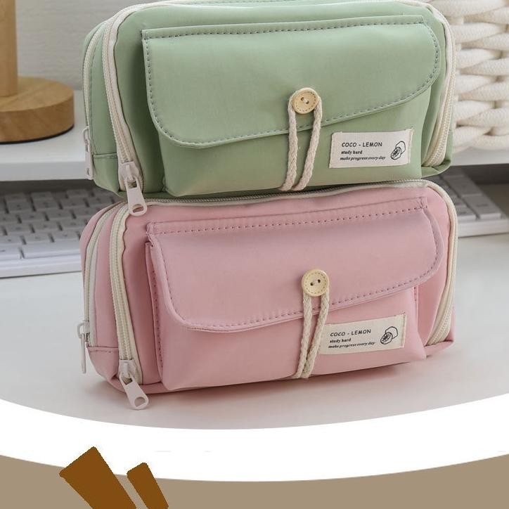 

Up15 Pencil Pouch / Tempat Pensil Penyimpanan Besar/Kotak Pensil Besar Double Zipper Warna Pastel Dua Resleting Dual Zipper Muat Banyak Terlaris