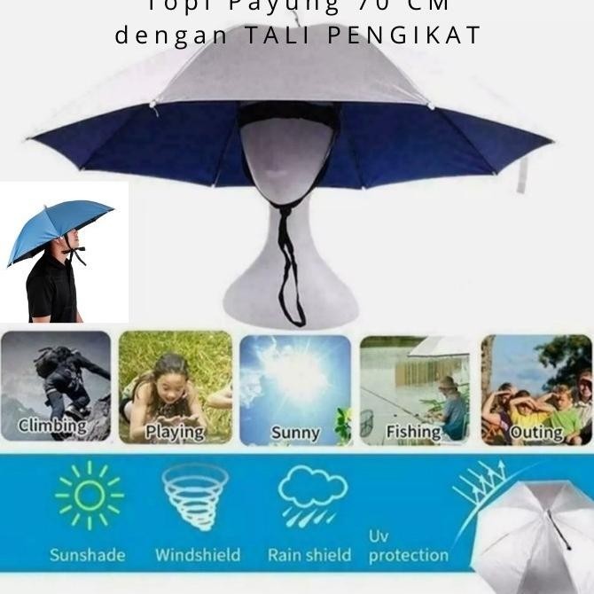 Topi Payung Ukuran Besar / Topi Payung Dewasa / Payung Kepala Dewasa /