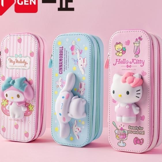 

Kotak Tempat Sil 3D Sanrio Lucu 2 Lapis Double Layer Squishy Iigen