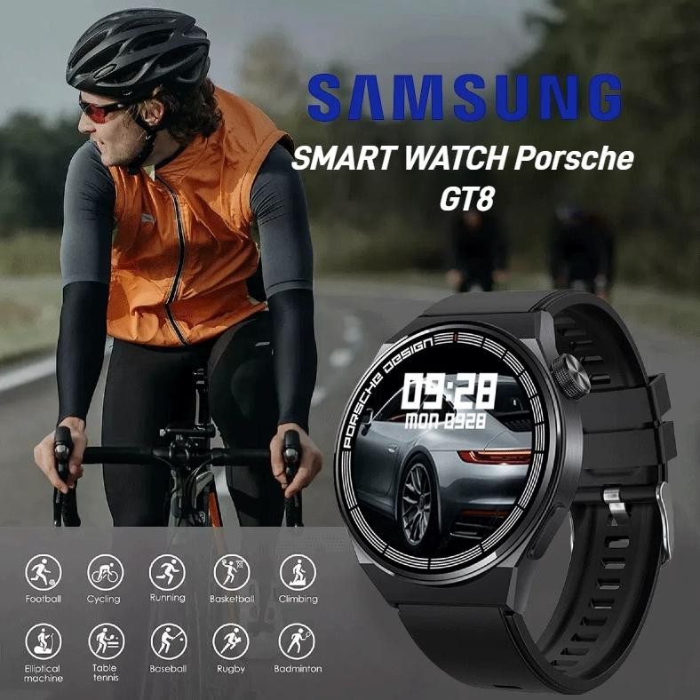 PROMO  Ready 100% Original 12 Bulan GaransiSAMSUNG Smart Watch GT8 Porsche Wireless Charge GPS NFC I