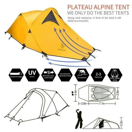 {DianShop} Tenda Hillman 4 Musim Tour 2 Kapasitas 2 Orang NOT TNF MHW HILLBERG Murah