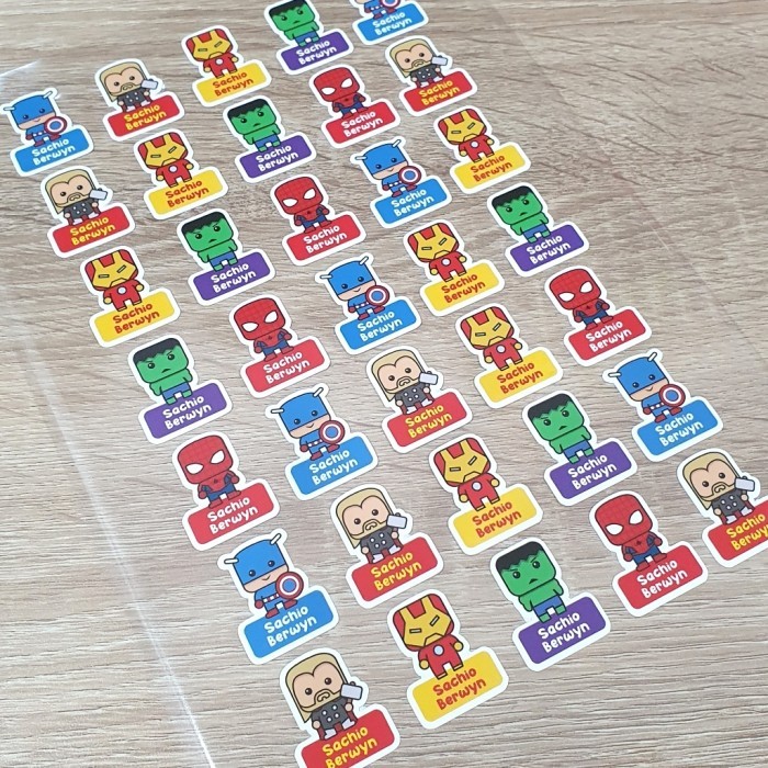 

Sale Stiker Nama Anak Laki / Label Nama Anak Anti Air Waterproof Superhero