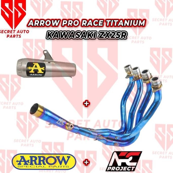 Knalpot ARROW PRO RACE TITANIUM + HEADER ARC PROJECT ZX25R FULLSYSTEM