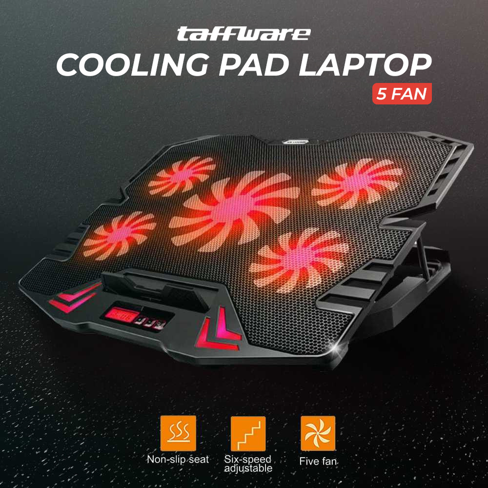 Taffware FAN Cooling Pad Laptop 5 Kipas Pendingin 2600RPM 9-17Inch - K5/cooler laptop/alas pendingin