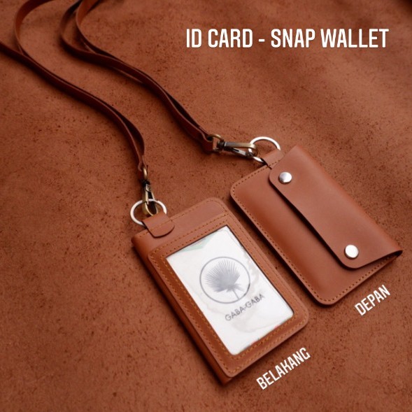 

id card snap wallet / id card holder /brown