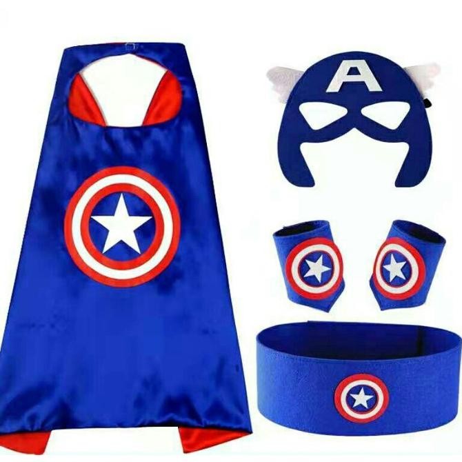 WDF Aksesoris KAPTEN AMERIKA CAPTAIN AMERICA Jubah Topeng Ban Tangan & Pinggang Cosplay Superhero An