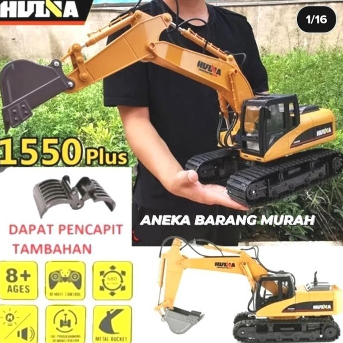 mainan remot control RC Excavator HuiNa 1550 15Channel 2.4Ghz 1/12