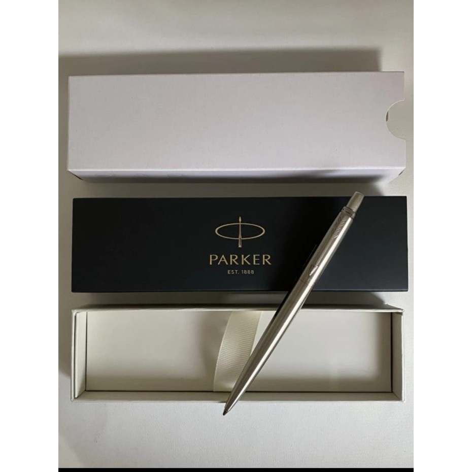 

favorit] ballpoint parker ss ct stainless steel ( full siver) satuan original 100 persen parker made