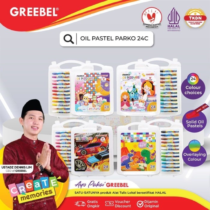 

&<&<&<&] crayon oil pastel PARCO 24 warna by GREEBEL TERMURAH sertifikasi halal ( satu 2nya di