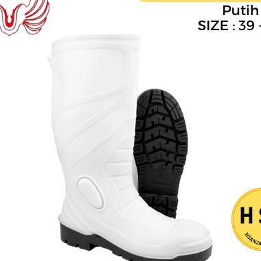 Sepatu Boots Pria Karet Sawah Kebun Hunter Safety 1 Putih Toe Cap Besi