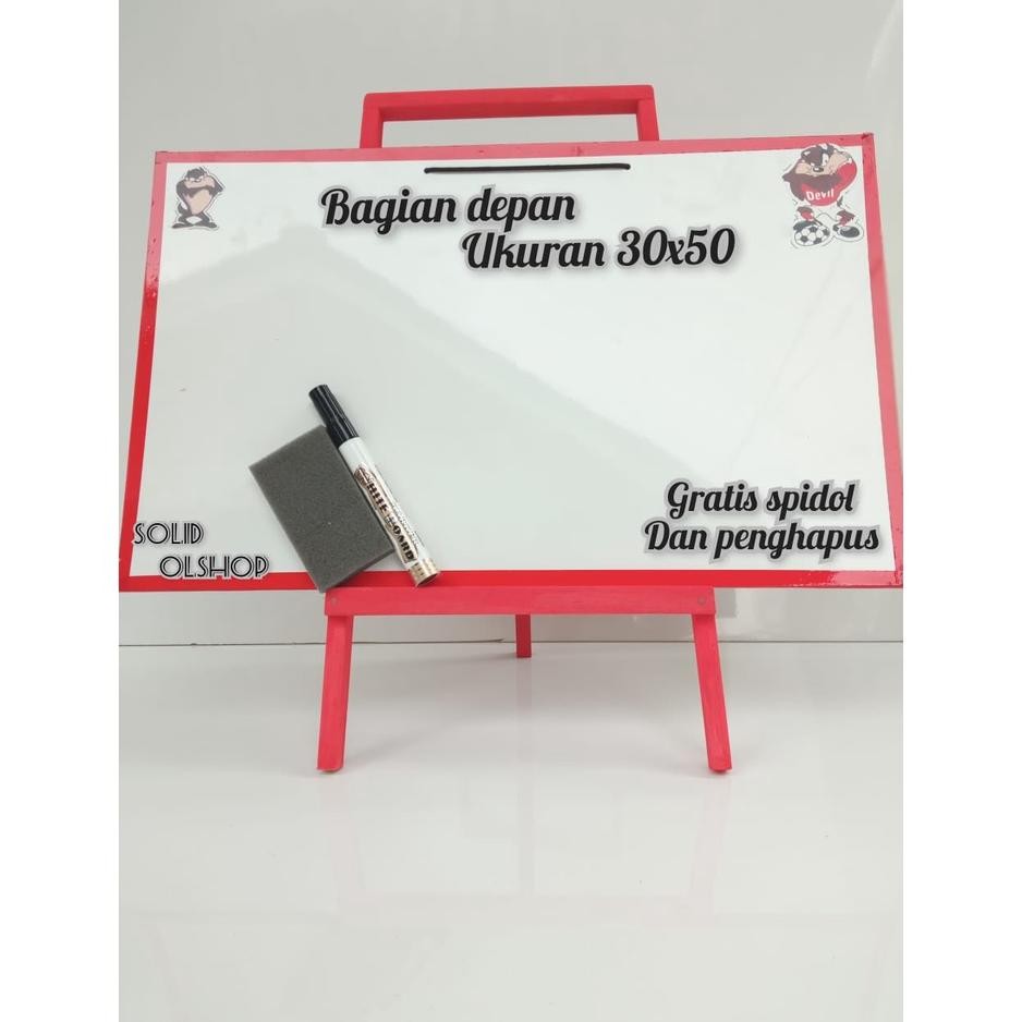 

T-56 Papan Tulis White Board Anak Dengan Penyaangga Ukuran 30X50 Gratis Spidol Dan Penghapus Termurah