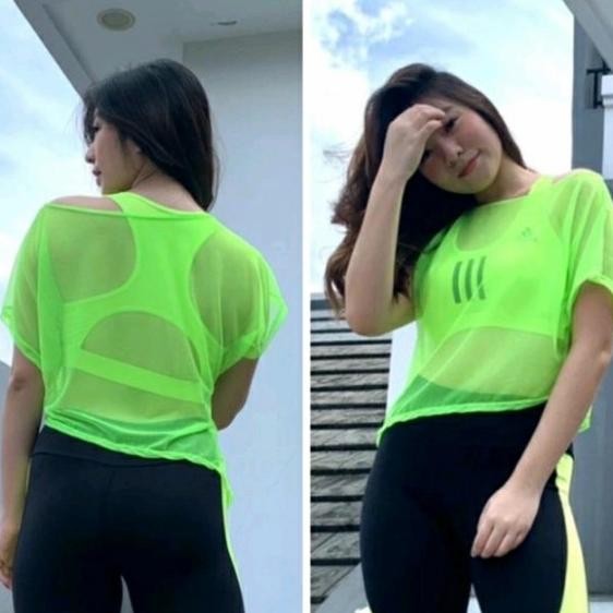 Atasan Baju Senam Gym Ftness Zumba Outer Jaring