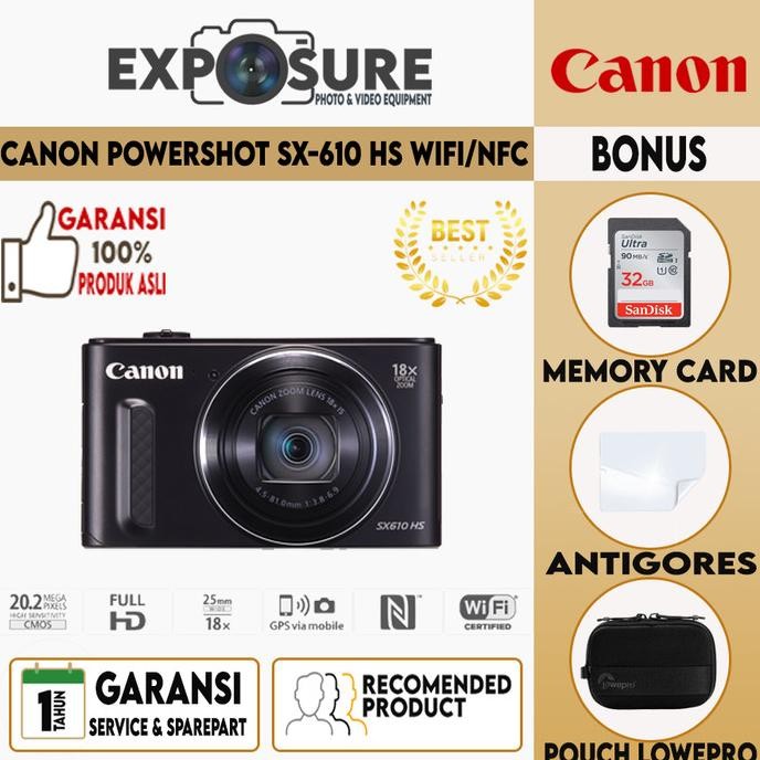 TERBARU Canon PowerShot SX610 HS / Kamera Pocket Canon SX610 HS WIFI NFC