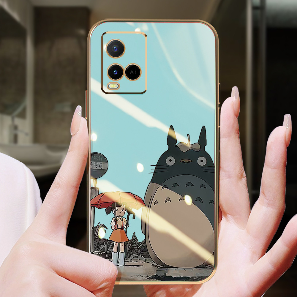 Totoro Soft glitter Case untuk Vivo Y21 T Y21A Y21S Y22S Y22 Y20 Y20A Y20S Y20T Y19 Y17 S Y16 Y15 Y1