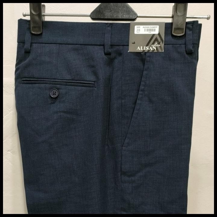 Celana Bahan Kerja Pria Alisan Slimfit Hitam Bahan Barton Panjang
