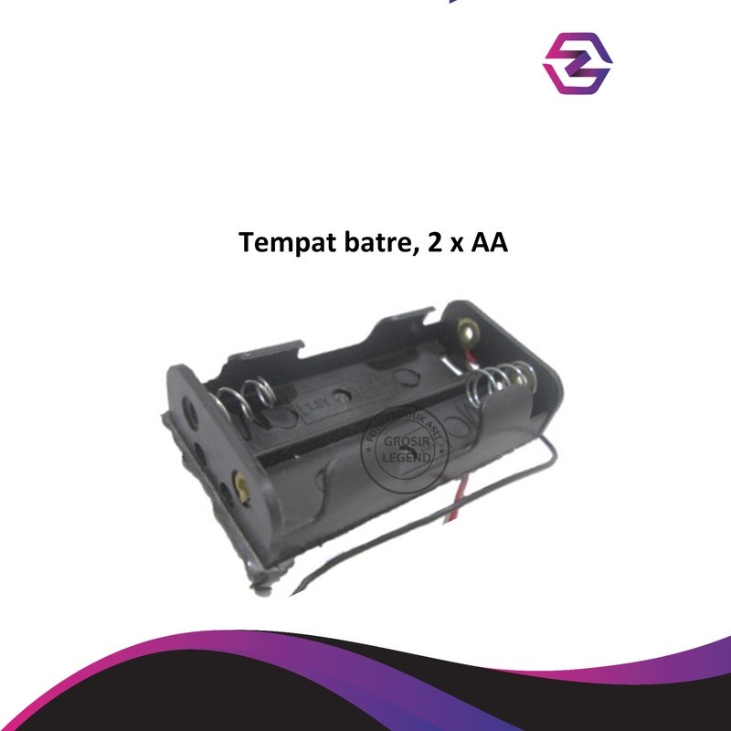 Tempat baterai holder ukuran AA isi 2 warna hitam