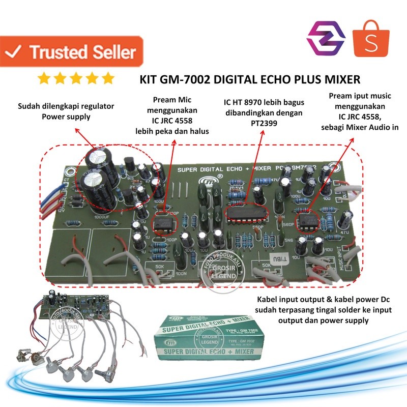 Kit super digital echo plus mixer GM 7002