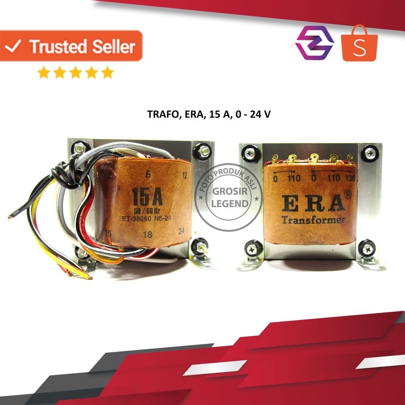 Trafo travo 15A ampere 0 - 24V non CT engkel Era murni tembaga