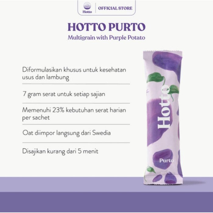 

Hotto Purto Pouch 16 Sachet Multigrain Fiber Drink With Oats / Oatmeal