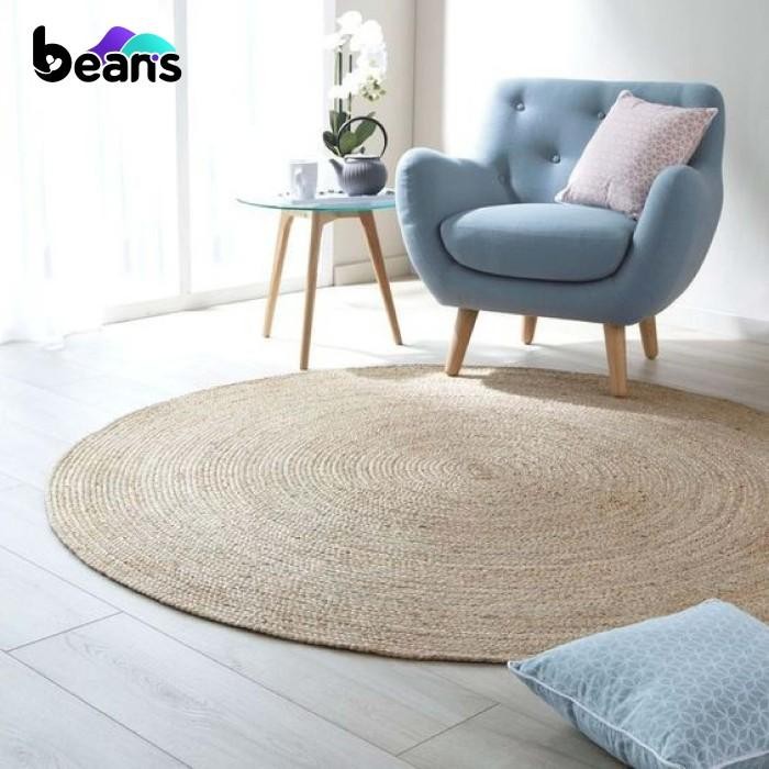 Beans Karpet Anyaman - Rug Anyaman - Rug Seagrass - Karpet Bulat