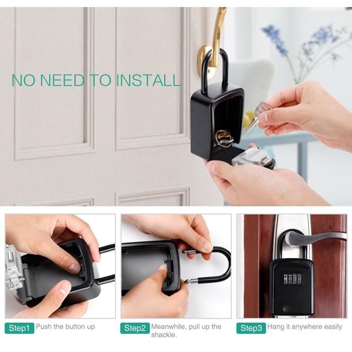 Brankas Dinding Mini Gembok Kotak Brankas Safety Lock Box 4 Digit