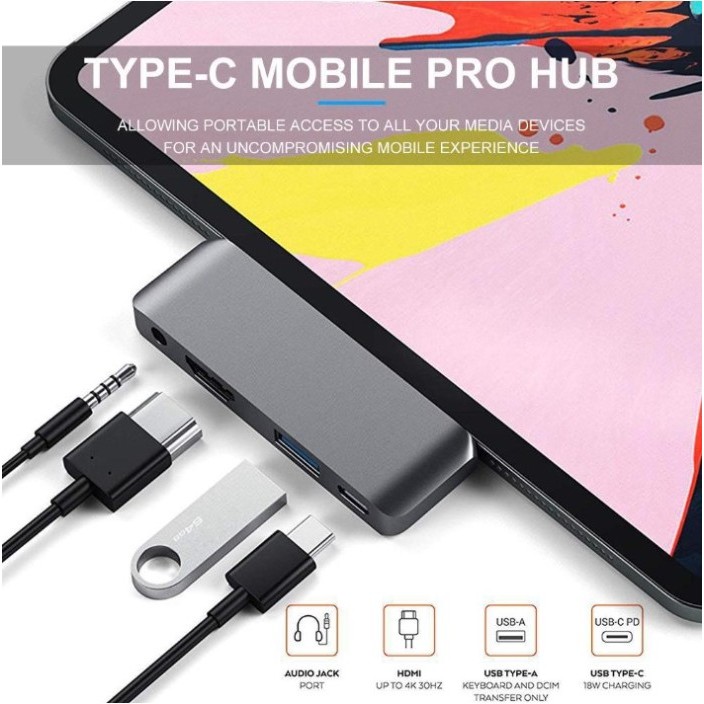Hub Usb C 4 In 1 Aux Ipad Converter Adapter Hdmi Auxiliary Tablet Tab