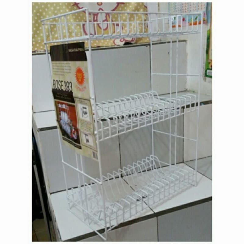 

Rak Piring Susun 3 Tebal Merk Rose/ Rak piring Kawat susun 3 ( Gojek)