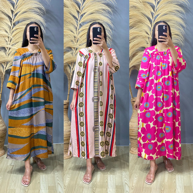 Daster Wanita Terbaru 2024 Baju Bumil Busui Lengan Panjang Pendek Korean Style Dres Dstr Selutut Pak