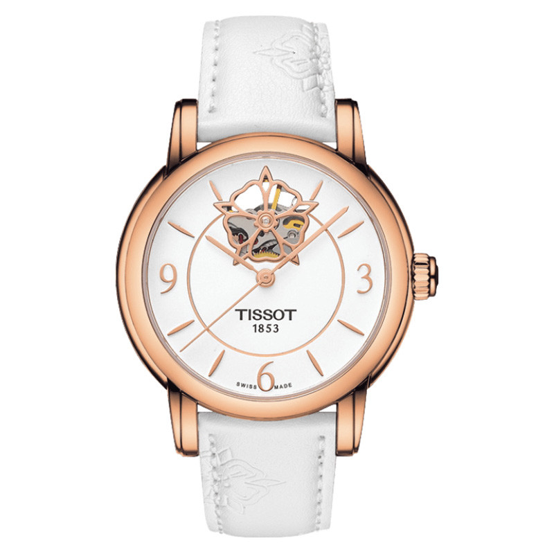 Jam Tangan Wanita Tissot Lady Heart Powermatic 80 T-Lady T050.207.37.017.04 White Dial White Leather