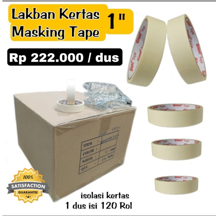 

Sale Lakban Kertas Isolasi Kertas 1" Per Dus Isi 120 Rol