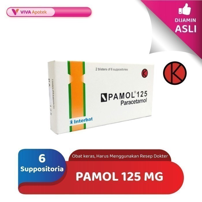 Pamol 125 mg / Paracetamol / Demam / Nyeri (6 Suppositoria)