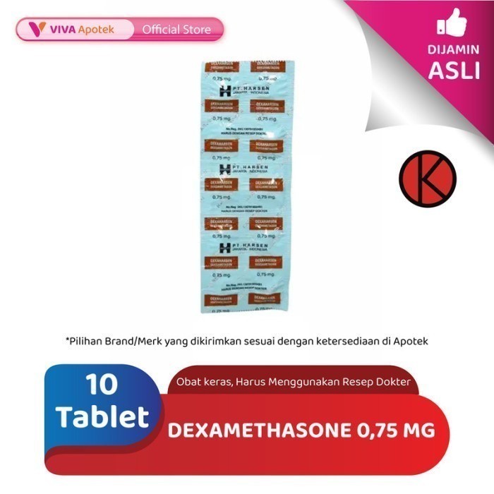 Dexamethasone 0,75 mg / Radang / Alergi / Rematik (10 Tablet)