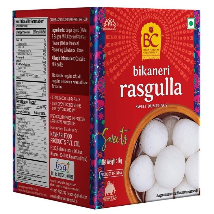 

((((()paling dicari] BIKANERI RASGULLA TIN BHIKHARAM CHANDMAL 1KG / Manisan India