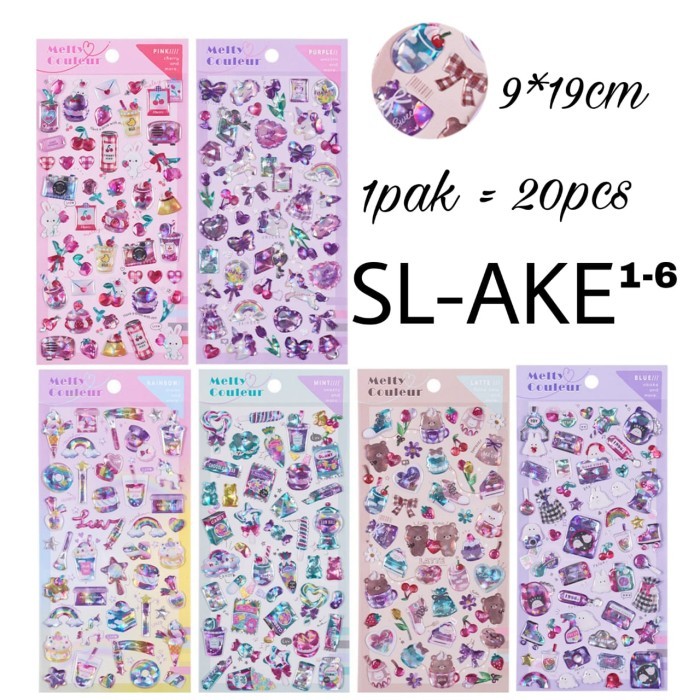 

New Arrival Sticker Melty Couleur Candy Sparkle Shinny Stiker timbul 3d Terbatas