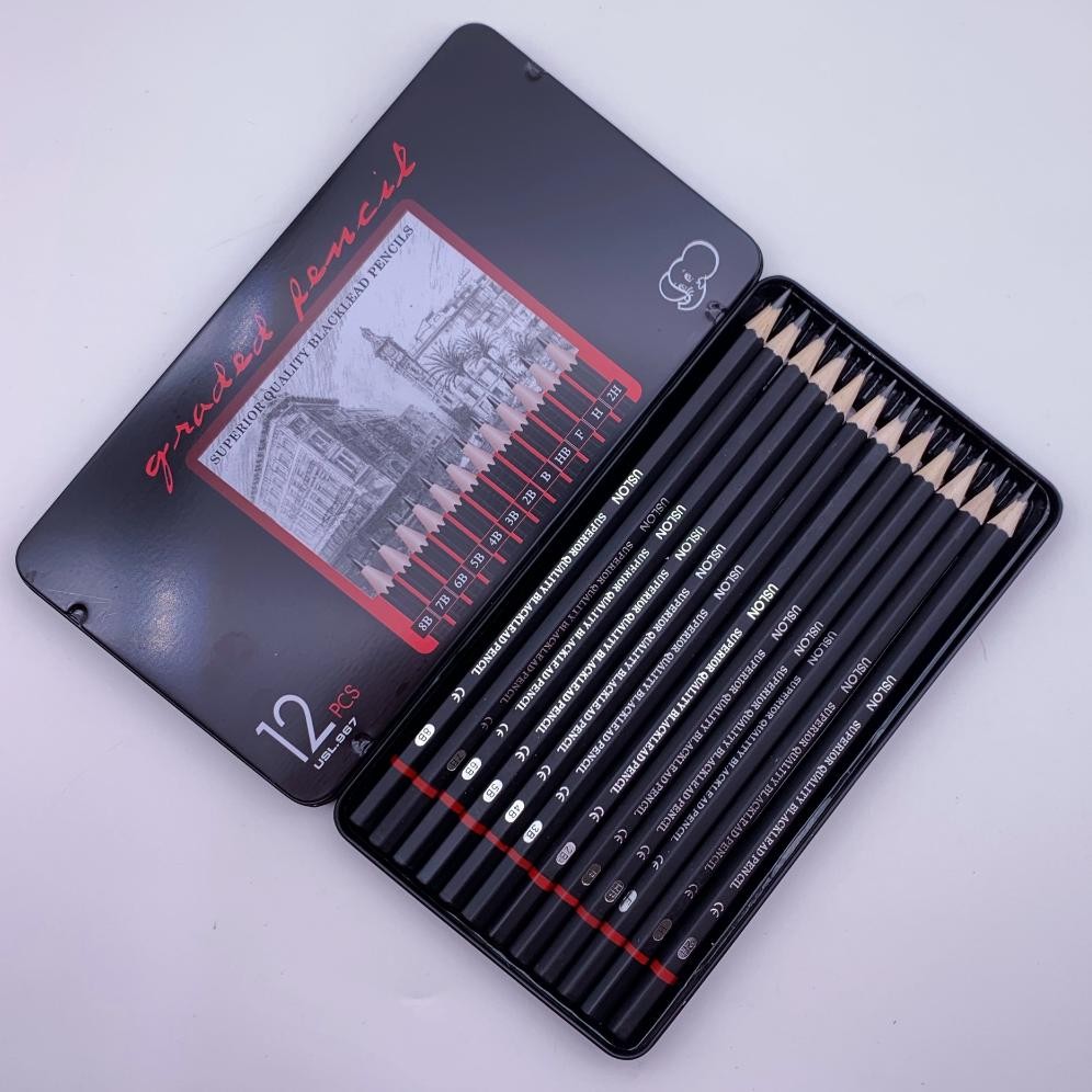 

ter-98 Pensil Drawing Bahan Charcoal Pensil Sketsa 1 Set 2h - 8b Pensil Khusus Sketsa Set Lengkap 12 Pcs Berkualitas