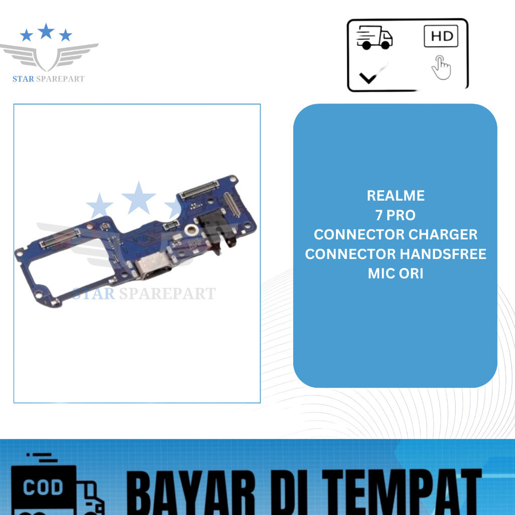 FLEXIBEL OPPO REALME 7 PRO + CONNECTOR CHARGER + CONNECTOR HANDSFREE + MIC ORI