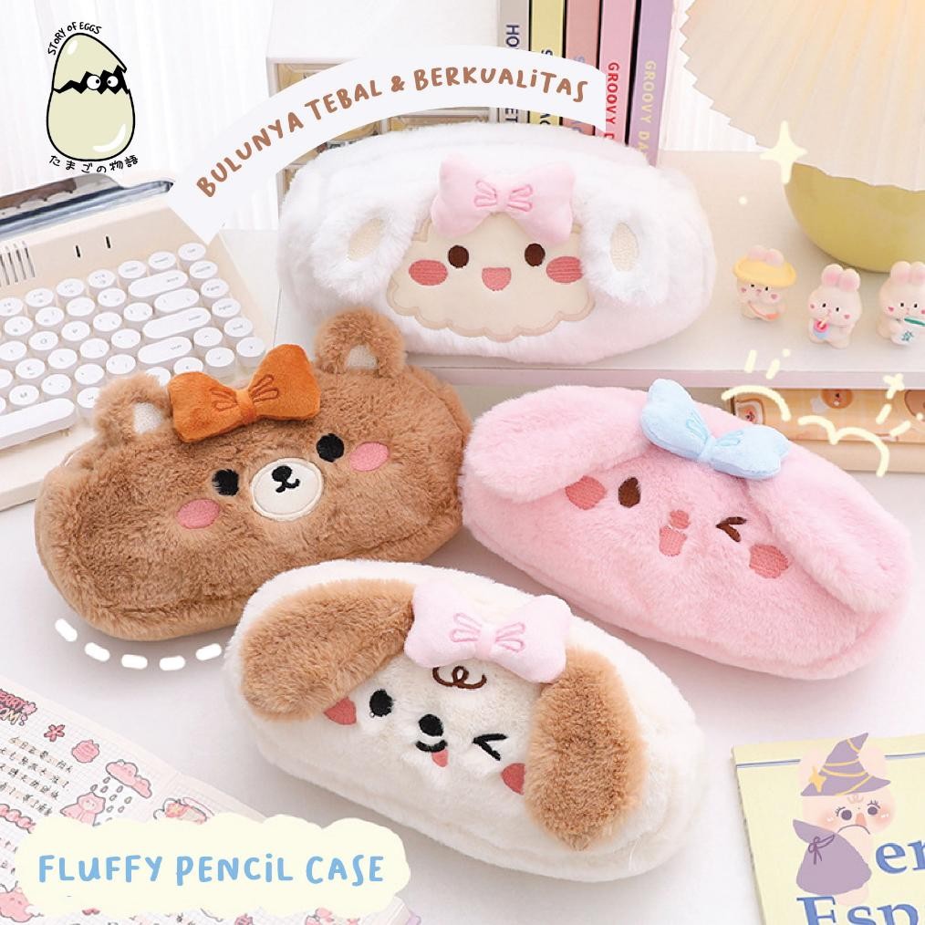 

gd-12 Fluffy Aesthetic and Cute Pencil Case Bulu Kotak pensil Travel Pouch Make Up Kotak Makeup Skincare Original