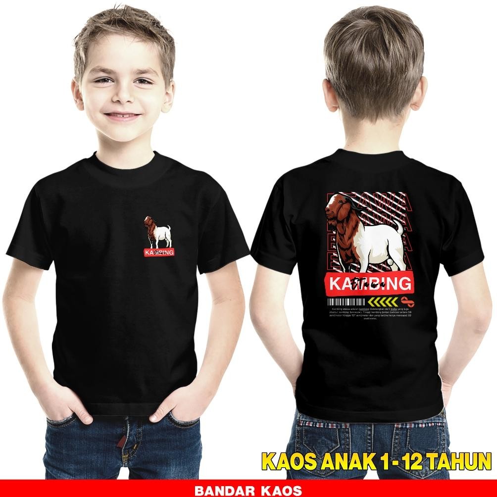 Limited Kaos Anak Qurban Kambing Merah Usia 1-12 Tahun - Kaos Premium - Baju Anak Cowok Cewek - Baju