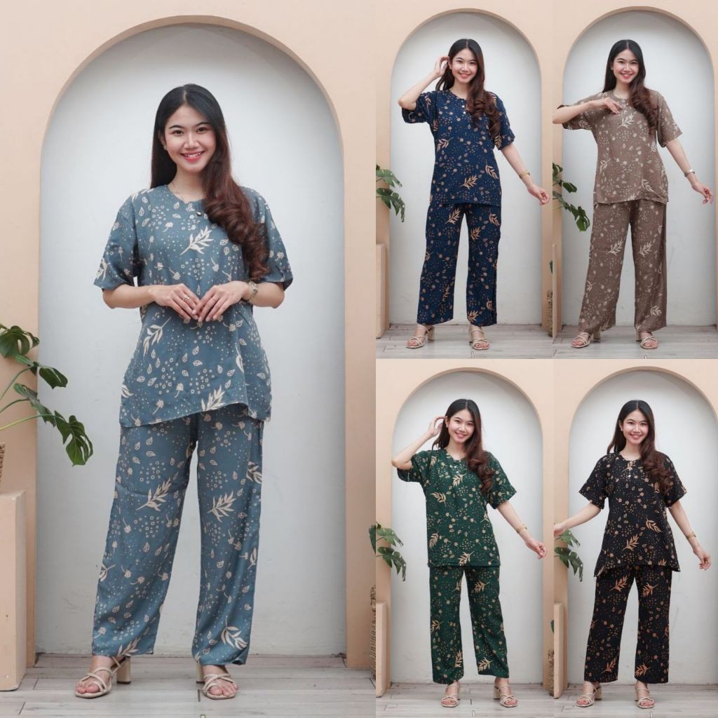 Setelan Wanita Kekinian Satustell Pakaian Prmpuan Wanset Cewek Lengan Panjang Pendek Atasan Bawahan 