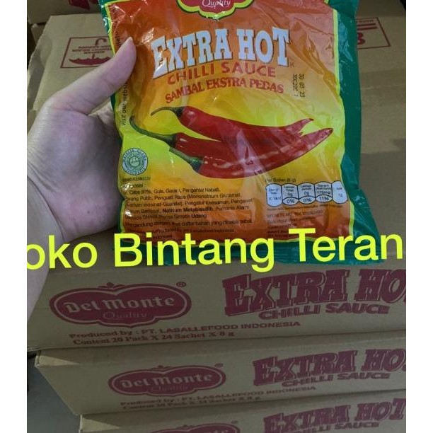 

Delmonte Saos Sambal Extra Hot Sachet Sti 1 Dus Isi 20 Pak X 24 Stik