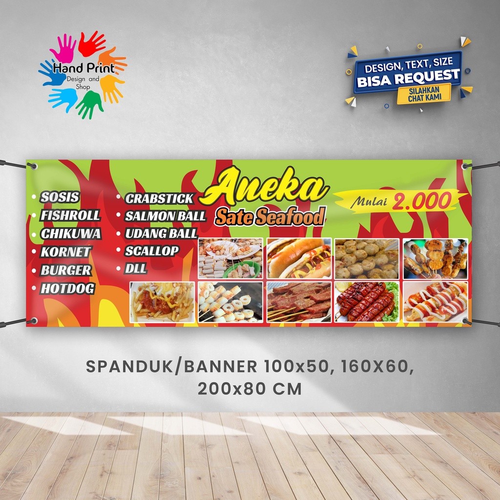 Spanduk Banner Jajanan Seafood Snack Sosis Bakar D Gratis Memesan Desain