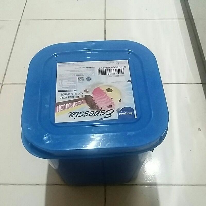 murah ember/toples/box es krim/tempat es krim bekas 8 liter biru/ember plastik kotak untuk