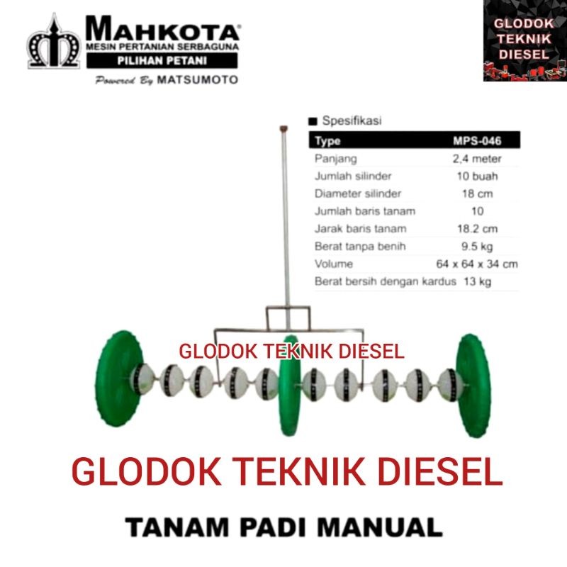 murah alat tanam bibit padi dorong manual mahkota mps-046 original premium