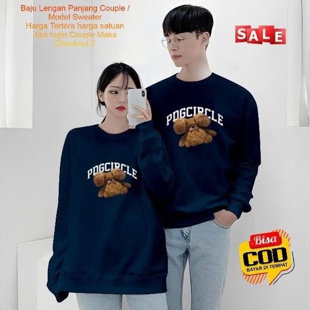 Kaos Couple Pasangan Boneka Pogcircle / Baju Lengan Panjang Pria Wanita Bahan Baby Terry Premium / K