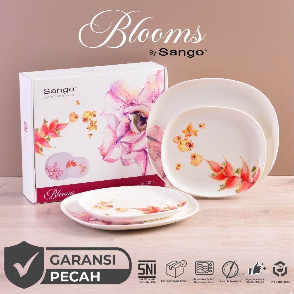 SANGO Set Bloom Diner Plate dan Salad Plate (Isi 4) Hampers